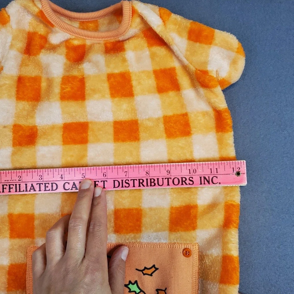 Life Is‎ Good Size L Orange Plaid Fleece Pajamas Costume Harvest Fall Halloween